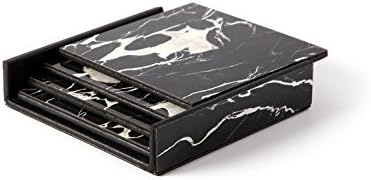 Carla Carstens Black &amp; White Marble Acrylic Coasters - Set of 4 | Home, Kitchen Bar, Restaurant Decor Coasters with Holder