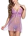 Avidlove Women Sissy Lace Lingerie Babydoll G-String Thong Underwear Nightwear Purple Small