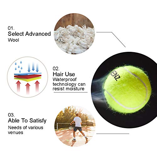 KEVENZ 12 Pack Competition Tennis Ball, Advanced Melton Nylon and Rubber Dog Toys, Keep Flight