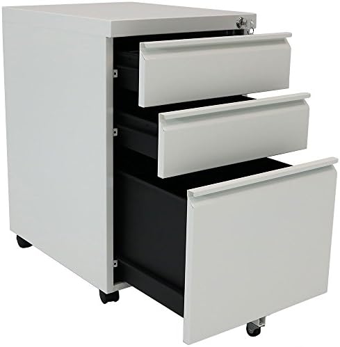 Rolling Steel 3-Drawer Wheeled Mobile File Cabinet with Lock for Home or Office by CASL Brands