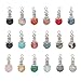 FASHEWELRY 50Pcs Snowcone Shaped Mixed Stone Pendants Healing Crystal Quartz Chakra Reiki Gemstone Charms for Necklace Jewelry Making Hole: 2.5mm