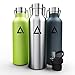 Avvio Hydro – Insulated Stainless Steel Water Bottle Flask with Wide Mouth Double Wall Sport Water Bottle BPA Free + 2 Lids (Flip Straw & Stainless Lid) Canteen Tumbler Travel Mug 21 OZ