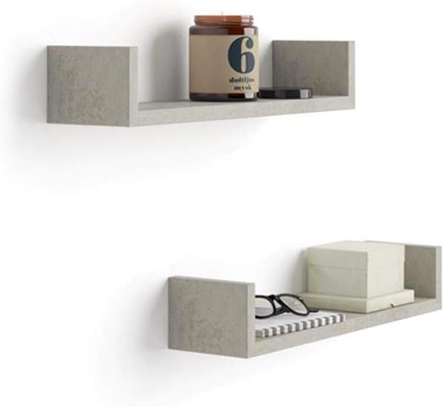 Mobili FiverA Pair of "U"-Shaped Shelves, Iacopo, in Laminate-faced Concrete, 50 x 12 x 9 cm, Made in Italy
