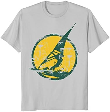 Mens Retro Distressed Windsurf Sun T Shirt Large Silver