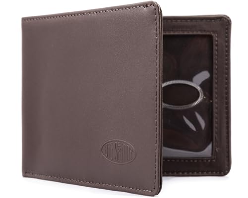 Big Skinny Men's Super Stretch Skinny Leather Bi-Fold Slim Wallet, Holds Up to 30 Cards, Brown (SKNYLSSBR)