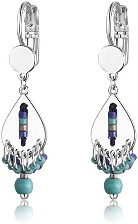 Beaded Earrings Bohemian Gyspy Tassels Earrings for Women Girl (Silver Colors 1)