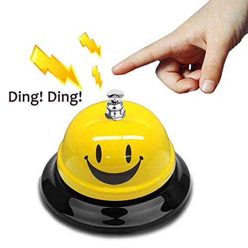 Wekoil Call Bell Smiley Face Desk Service Bell Ding Bell for Restaurant Hotel Room Kitchen Party School Classroom Office Elderly Teachers Students Large Yellow Emoji Bell,3.3 inch Yellow - Thumbnail 2