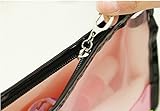 ACELIST Clear Vinyl Zippered Cosmetic Bag Carry Case Travel Makeup (Pink)