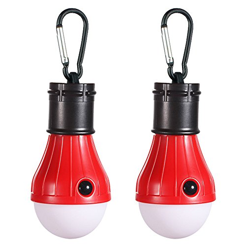 Doukey LED Camping Light [2 Pack] Portable LED Tent Lantern 4 Modes for Backpacking Camping Hiking Fishing Emergency Light Battery Powered Lamp for Outdoor and Indoor (Red)