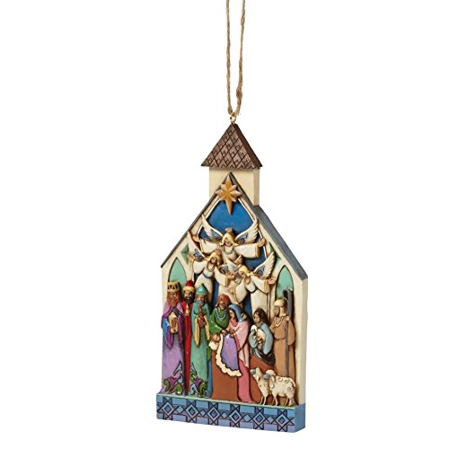 Jim Shore for Enesco Heartwood Creek Nativity Church Ornament, 5.25-Inch