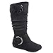 Top Moda Bank-81 Women's Fashion Round Toe Flat Heel Zipper Buckle Slouchy Mid-Calf Boot Shoes (10, Black)