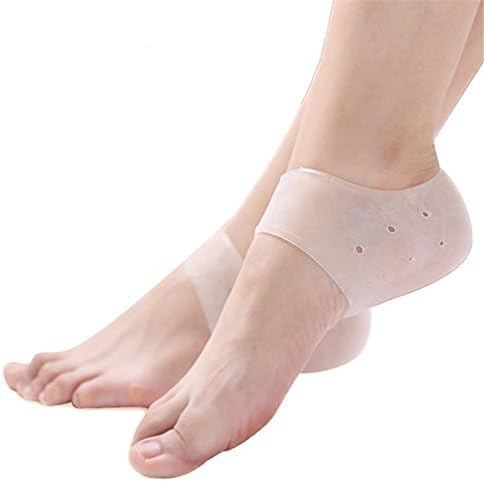 Gel Heel Protector Sleeve Cups, Orthotic Treatment Silicone Support Pads - Plantar Fasciitis, Heel Bone Spurs, Achilles, Bruised, Cracked Pain Relief - Shoe Insert Protective Insole Stretch Massager