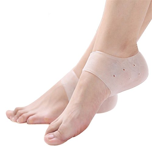 Gel Heel Protector Sleeve Cups, Orthotic Treatment Silicone Support Pads - Plantar Fasciitis, Heel Bone Spurs, Achilles, Bruised, Cracked Pain Relief - Shoe Insert Protective Insole Stretch Massager