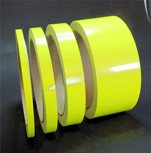 siviwonder Zierstreifen Klebeband Neon Gelb 5 mm à 10 m fluoreszierend Cast-PVC selbstklebend Pinstripe Tape Auto Dekor Aufkleber Warnstreifen Felgenband Boot Fahrzeug DIY leuchtgelb – Bild 4