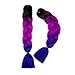 HVAXING 24 inch Ombre Jumbo Braiding Hair Extensions 2Pcs/Lot 100g/pcs High Temperature Kanekalon Fiber Crochet Twist Braids (Black-Purple-Light blue)