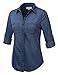 JJ Perfection Women's Chambray Denim Long Sleeve Button Down Blouse Shirt