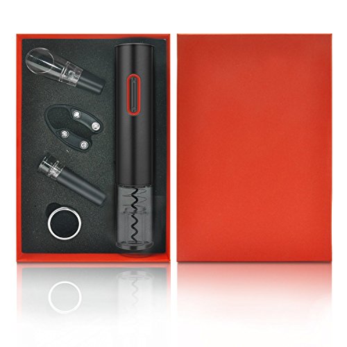 Wine Opener Set, Automatic Cordless Corkscrew, Electric Wine Bottle Opener Gift Kit (Black)