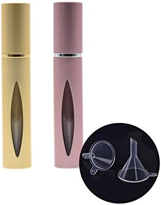 Dolovemk Perfume Roller-on Bottles(10ml, 1/3oz) | Metal Shell Clear Glass Body | Refillable Empty Leakproof Bottles with Stainless Steel Roller Balls for Essential Oil, Perfume (Pink+Gold)