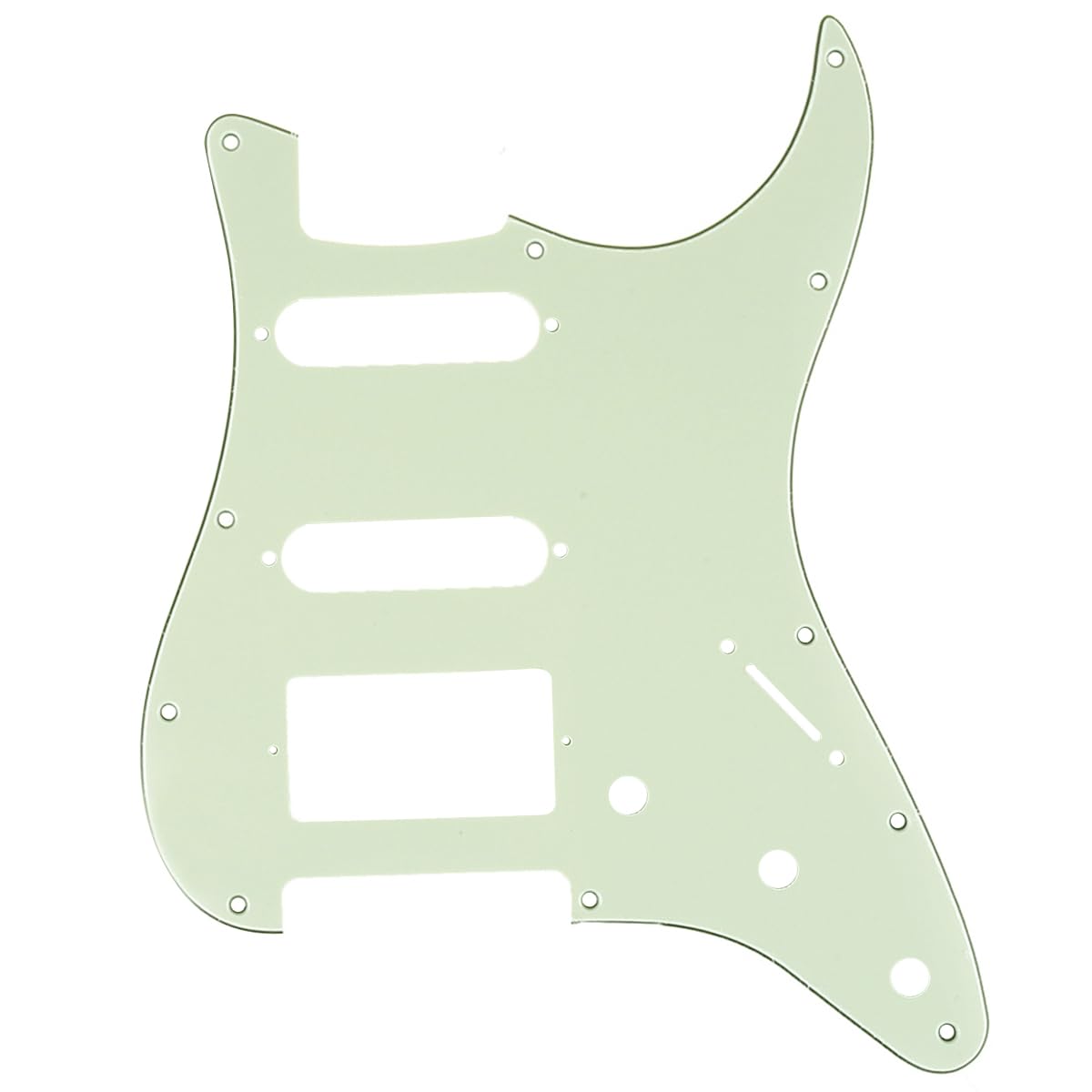 Musiclily Pro 11-Hole Modern Style Strat HSS Pickguard for American Stratocaster Guitar, 3Ply Mint Green