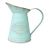 VANCORE Shabby Chic Metal Jug Vase Pitcher Flower Holder for Home Decoration
