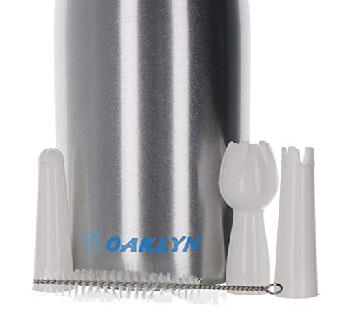 Large Stainless Steel Whipped Cream Dispenser Canister (1 Pint) - Professional quality cream whipper and maker will whip one pint of liquid into two quarts of cream