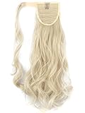 FUT Wrap Around Ponytail One Piece Clip in Curly Pony Tial Hair Extensions 18inch 90g for Girl Lady Women Bleach Blonde