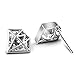 UHIBROS Diamond Shaped Earrings, Unisex Hypoallergenic Stainless Steel Earrings,Cubic Zirconia Stud Earrings Silver,1Pair