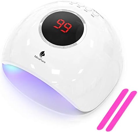 MiroPure 【新機種】 30s高速硬化 ネイルライト ネイルドライヤー ジェルネイル ライト レジン用 硬化用ライト【２年保証】 UV+LEDダプル光源LED ムラのない綺麗な仕上がり 手足両用 日焼け防止手袋と爪やすり2本付属 4つタイマー PSE認証済