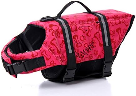 ZM PET Life Jackets for Dogs Reflective Pet Preserver Aquatic Safety Vest Size XS-XL Pink Bone (S)