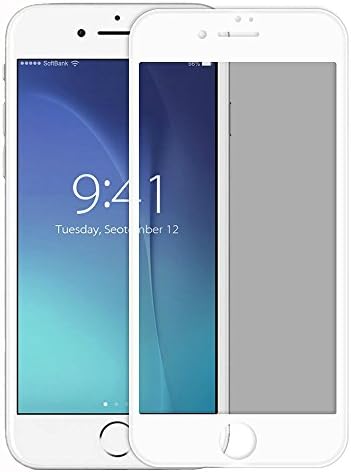 iPhone 8 Plus Screen Protector, 9H Anti Spy 9H Full Coverage Tempered Glass Screen Protector for iPhone 8 Plus 5.5 Inch [6D Curved Screen Film] - White