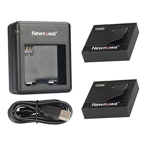 Newmowa 1200mAh Rechargeable Battery (2-Pack) and Dual USB Charger for Xiaomi Yi Action Cameraï¼ˆOnly Compatible with International Editionï¼‰