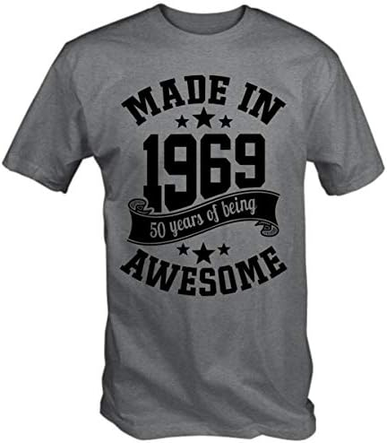 6TN Mens Made in 1969 50 Years of Being Awesome 50th Birthday T Shirt