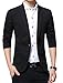 DAVID.ANN Men's Slim Fit Suits Casual One Button Flap Pockets Solid Blazer Jacket,Black,Medium