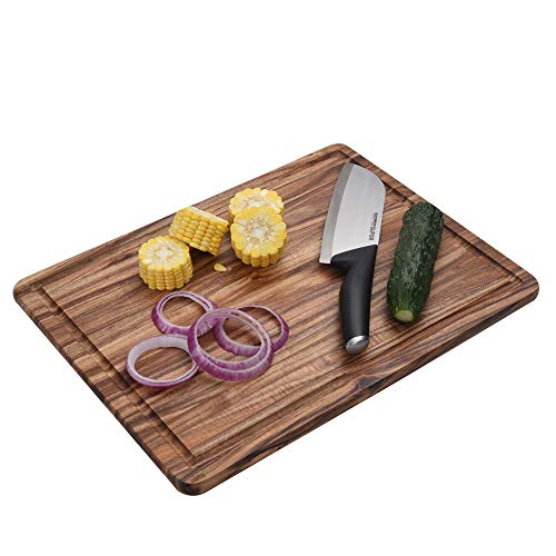 ZESPROKA Thick Acacia Wood Cutting Board with Juice Drip Groove,Set of 3 - Thumbnail 4