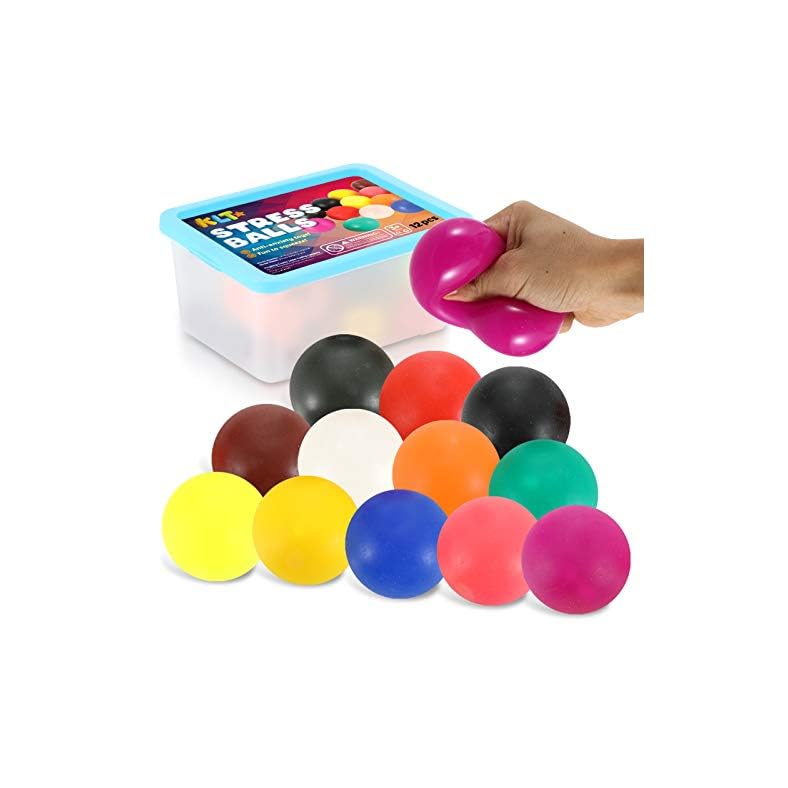 KLT Stress Balls for Adults and Kids, Sensory Squishy Balls Fidget Toy for Autistic Children, 12 Pack Squeeze Balls for…