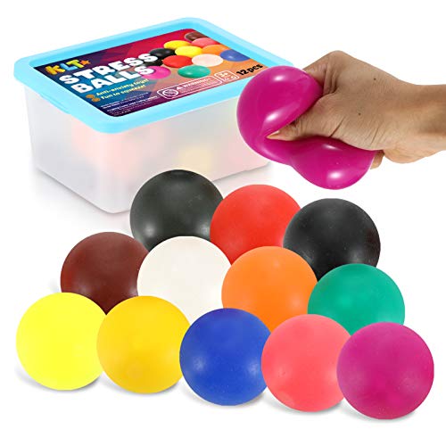 KLT Stress Balls for Adults and Kids, Sensory Squishy Balls Fidget Toy for Autistic Children, 12 Pack Squeeze Balls for…