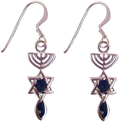 Wholesale Christian Gifts Silver &amp; Lapis Messianic Earrings