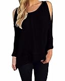 ZANZEA Ladies Crew Neck Off Shoulder Long Sleeve Blouse Tops Shirt