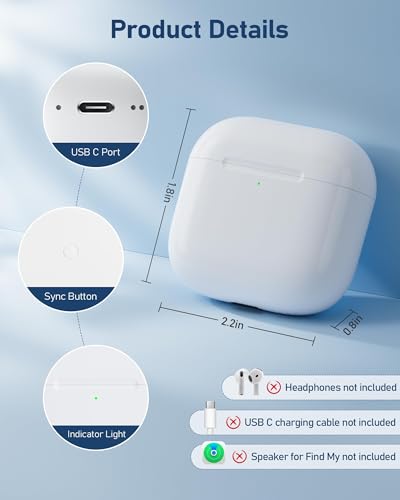 Wireless Charging Case Compatible with AirPods 4th Generation, USB-C Port Replacement Charging Case for AirPods 4, No Earbuds Included