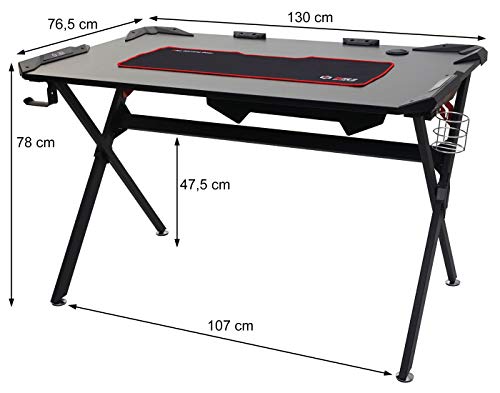 Mendler Schreibtisch HWC-F11, Computertisch Jugend-Schreibtisch, Gaming 120x75cm MVG schwarz – Bild 4