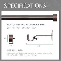 Elrene Home Fashions Serena Single Curtain Rod for