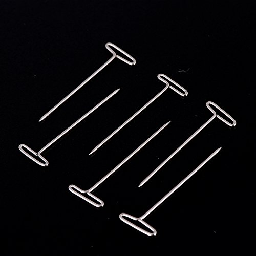 100Pcs Hair T Pins For Blocking Knitting Modelling Macrame Holding Wigs DIY Hair Style Tool with Plastic Box Strong Durable Easy to Insert and Remove 03#32mm