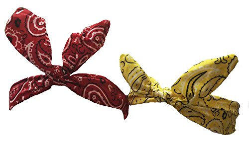 Aesthetinc 6 Assorted Colors Bandanna Material Paisley Print Twisted Top Headbands Headwraps (Mix Color 1)