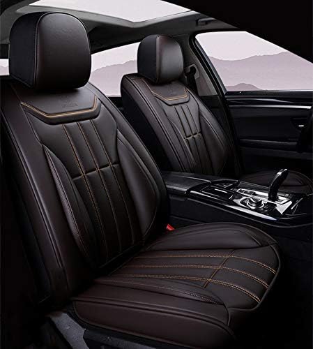 ZJYHYF Leather Car Seat Cover,Universal Fit 5 Seats Car Sedan SUV Seat Covers Protectors Waterproof PU Leather Auto Seat Cushions Car Seat Covers Leather Full Set,Brown