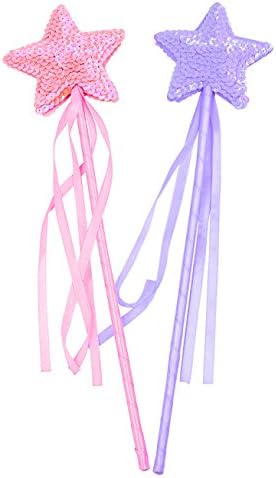 MAGICMAI Fairy Princess Wand Magic Star Wands for Wedding, Birthday, Baby Shower, Themed Party Supplies, 2 Pieces (Pink,Purple)