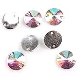 AB Round Faceted Sew-on Flatback Buttons ,Embellishment , Applique 100