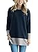 LOSRLY Women Long Sleeve Two Tone Color Block Pullovers Sweatshirt Tunic Tops-Navy XL 16 18