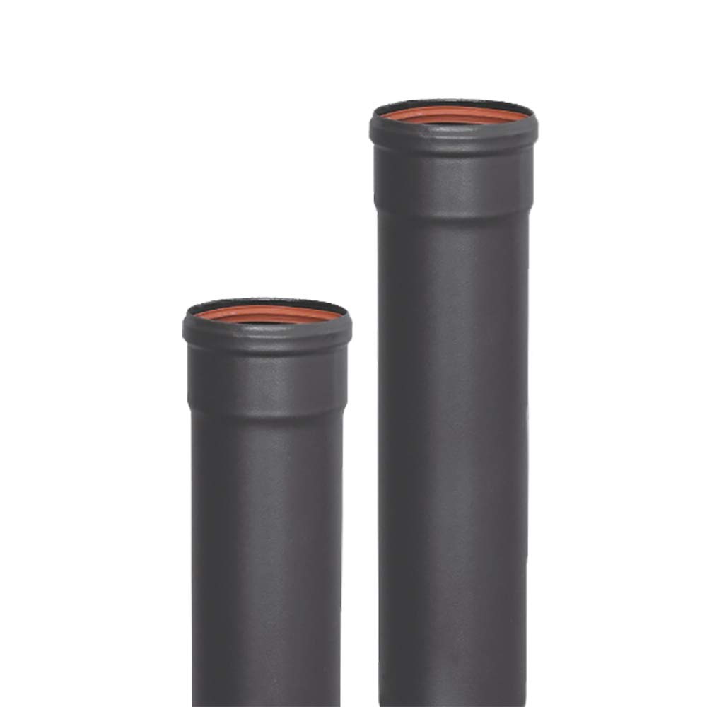 S&M 485503 Enamel Pipe M-H Resists up to 850癈-80mm-0,25 Metres for Driving Pellet Stoves and Fis, Black