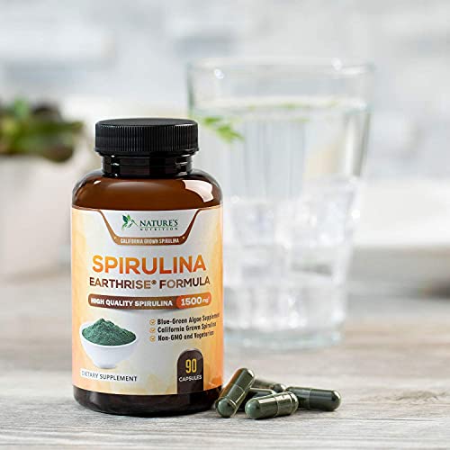 Spirulina Capsules 1500mg, Extra Strength Spirulina BlueGreen Micro