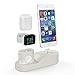 AhaStyle 3 in 1 Charging Stand Silicone Desktop Dock Holder [Chargers NOT Included] Compatible with Apple Watch, AirPods Pro/AirPods/AirPods 2 and All iPhone Models(Beige)